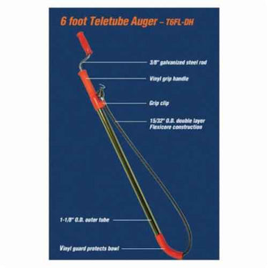 General Pipe Cleaners Teletube® T6FL Regular Head Heavy Duty Closet Auger