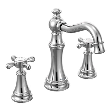 Moen® TS42114 Weymouth™ Widespread Bathroom Faucet with Metal Pop-Up Waste Assembly