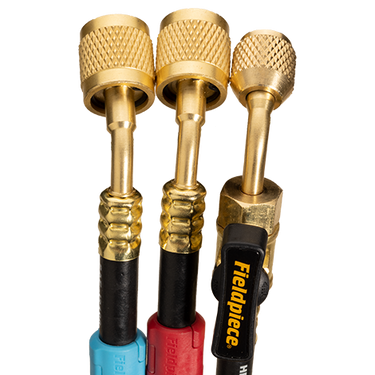 Fieldpiece HR3C Refrigerant Hose Set Combo - (2) Low Loss 1/4in + (1) Ball Valve 1/4in