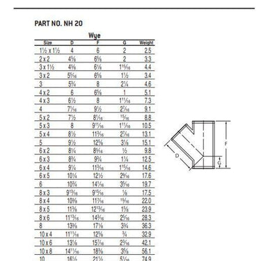 4 X 3Inch Nh-20 No-Hub Wye